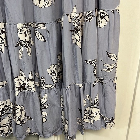 FREE PEOPLE PERIWINKLE RITA TIERED PLUNGE BACK MIDI DRESS - Picture 8 of 16